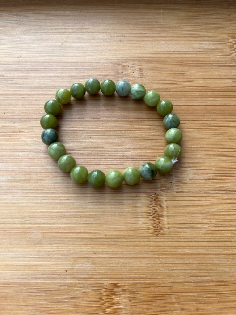 Green Beaded Stretch Bracelet - Natural Stone 6.5 inches handmade by Jayglam7 - Picture 10 of 10